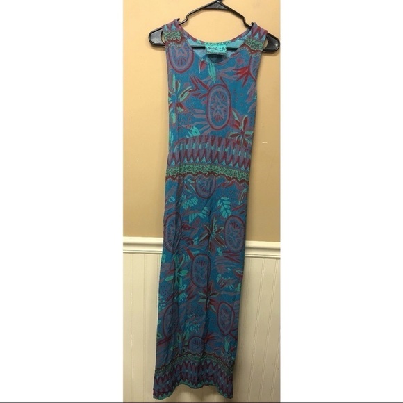 Rainbow Jo Maui Hawaii Women Sz L  Dress Sleeveless Tie Up back Cruise Wear - Picture 1 of 6